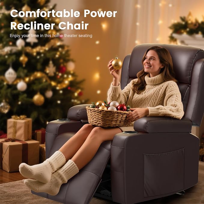 Home Theater Seating Power Recliner Chair, Massage Reclining Sofa - Image 7