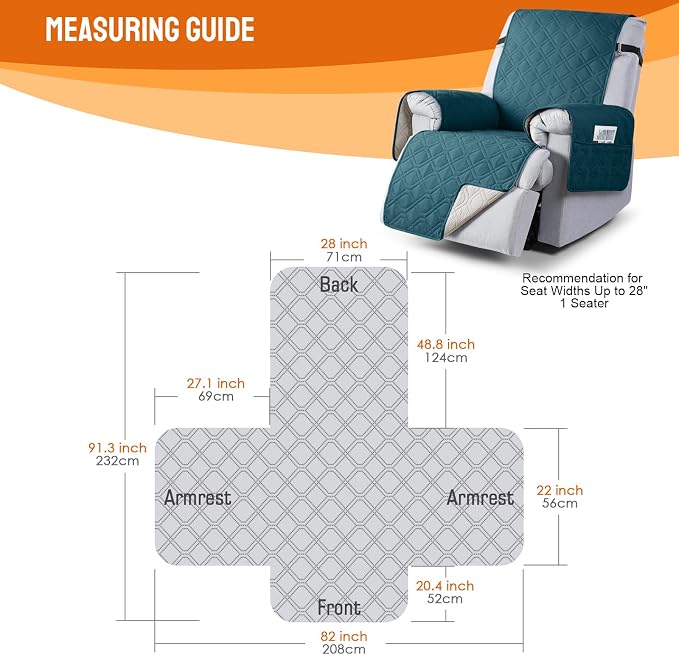VANSOFY 100% Waterproof Recliner Chair Covers, Recliner Cover Non-Slip Dog - Image 2
