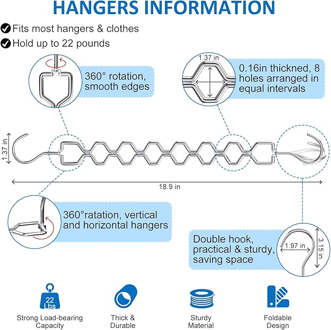 12 Pack Space Saving Hangers for Clothes, Sturdy Metal Hangers Heavy Duty Magic - Image 4