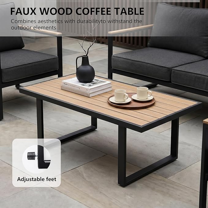 Modern Patio Furniture Set, 4 Pieces Outdoor Conversation Set - Image 7