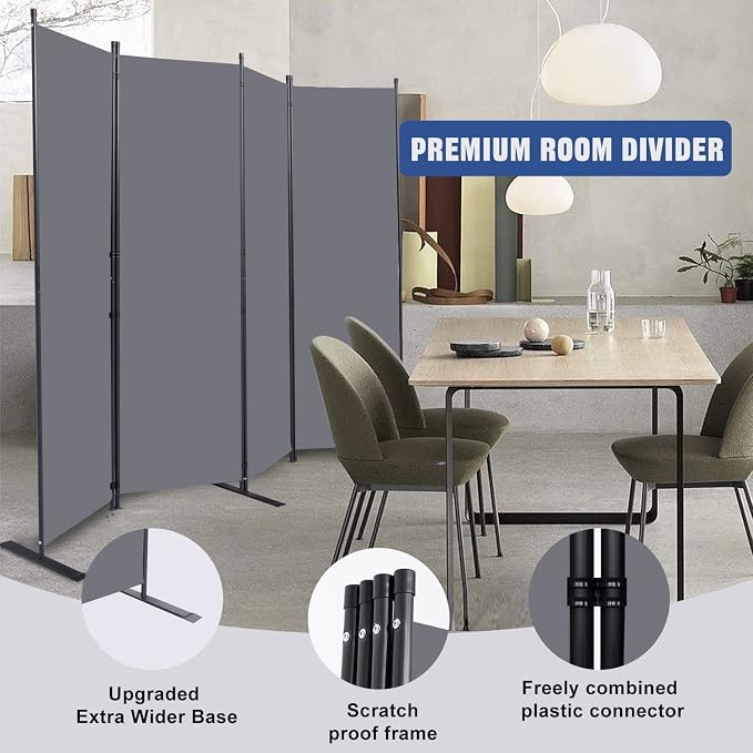 Room Divider 6FT Portable Room Dividers and Folding Privacy Screens, 4 Panel - Image 4