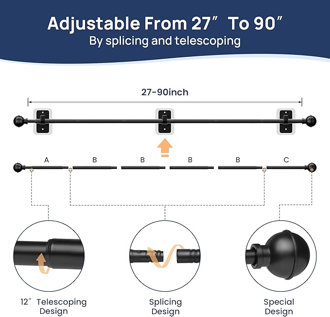ENJOYBASICS No Drill Curtain Rods - Image 4