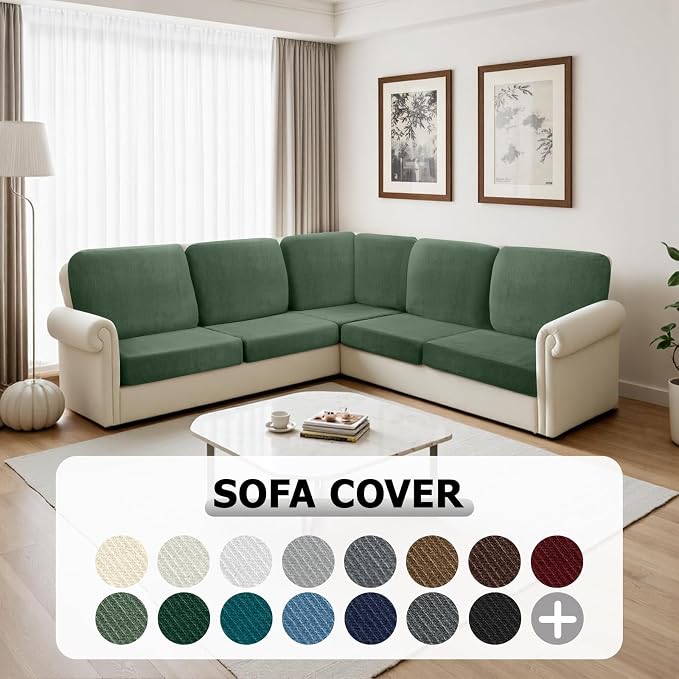 Arfntevss Velvet Sectional Couch Covers L Shape Couch Cushion Cover Slipcovers - Image 7