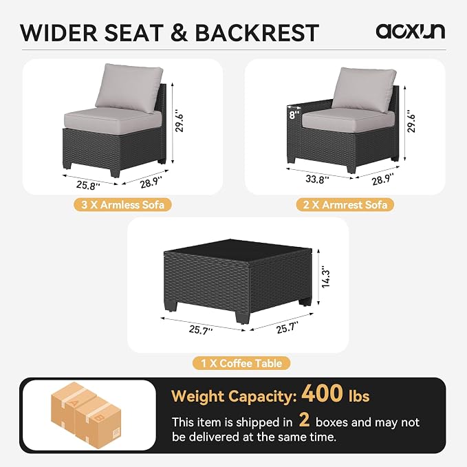 Aoxun Patio Furniture Set, Widen Armrests Wicker Outdoor Sectional - Image 6