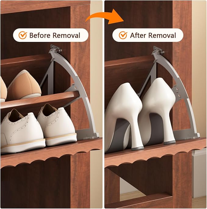 YOMILUVE Shoe Cabinet Storage for Entryway, Fluted Walnut Shoe Cabinet - Image 7