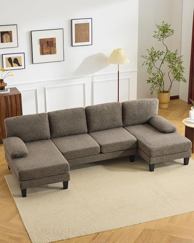 Karl home 110" U-Shape Sectional Couches by Karlhome