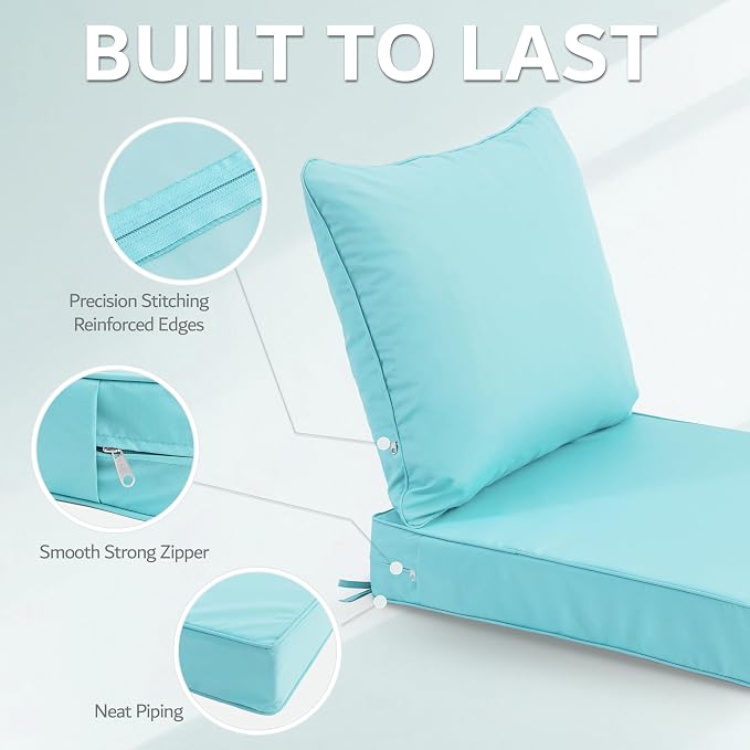 22x22 Inch Patio Chair Cushions Set of 2, Outdoor Furniture Cushions - Image 6