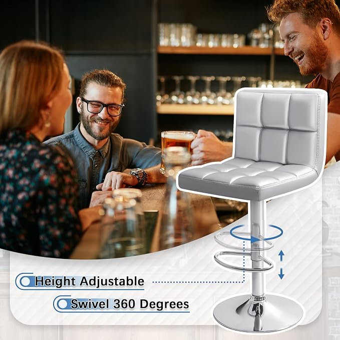 Homall Bar Stools Modern PU Leather Adjustable Swivel Barstools, Armless - Image 6