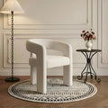 Modern Chenille Barrel Dining Chair Upholstered Fabric Dining Room Chair by QUINJAY