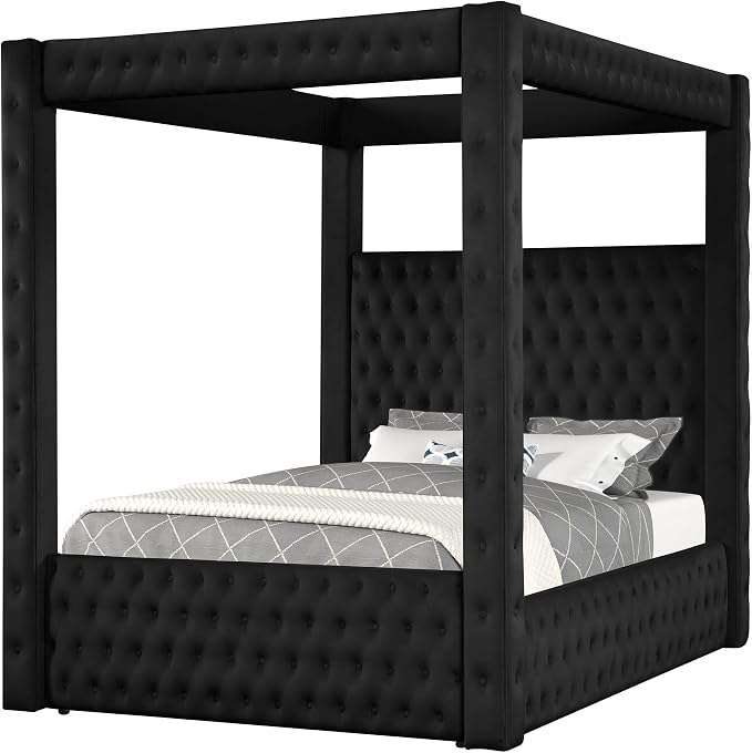 Velvet Canopy Bed Frame King by WIRKTIVEFURNITURE