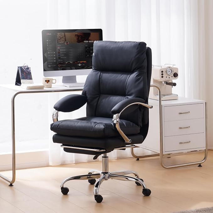 LEAGOO Office Chair with Foot Rest, Swivel Computer Desk Chair PU Leather - Image 2
