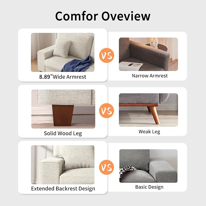 DOPEDIO Modern Loveseat Sofa for Living Room, Chenille Recliner, Removable Cover - Image 5