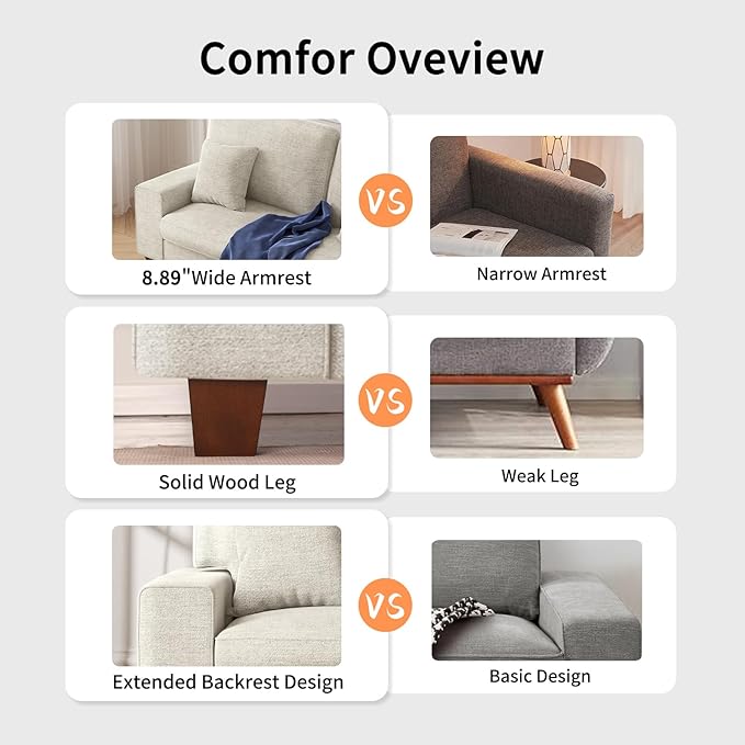 DOPEDIO Modern Loveseat Sofa for Living Room, Chenille Recliner, Removable Cover - Image 5