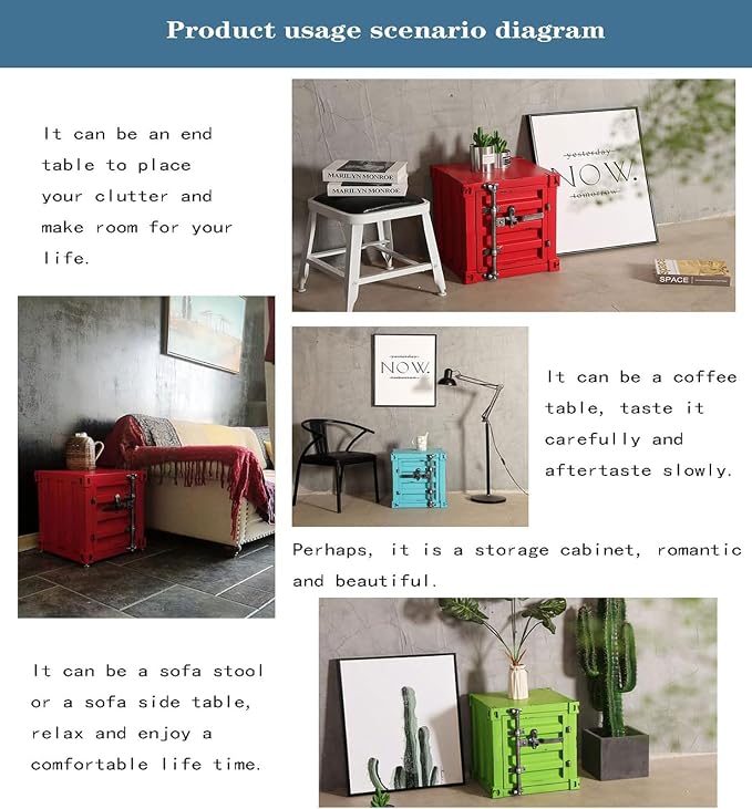 ZHAOYONGLI-End Tables Industrial Nightstand, Old - Image 8