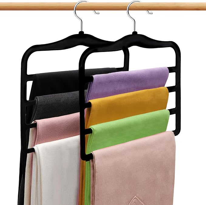 Closet Organizers and Storage, 2 Pack Pants-Hanger-Space-Saving, Velvet Clothes - Image 8