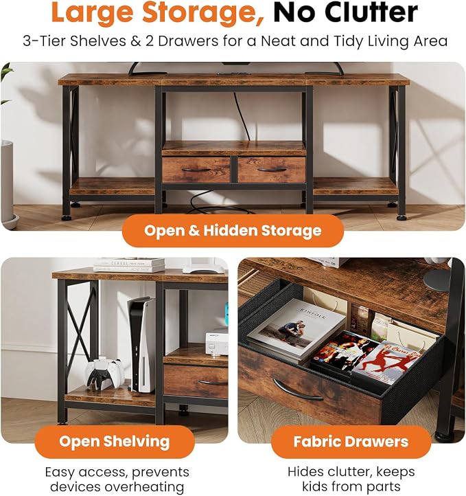 DUMOS 55” TV Stand with Power Outlets, Entertainment Center - Image 5