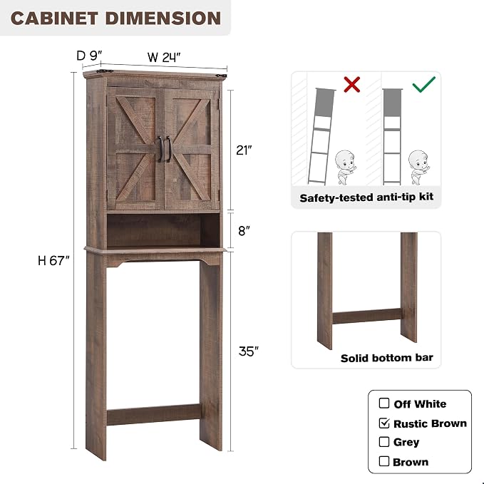 ACCOHOHO Over The Toilet Storage Cabinet, Farmhouse Bathroom Cabinet - Image 2