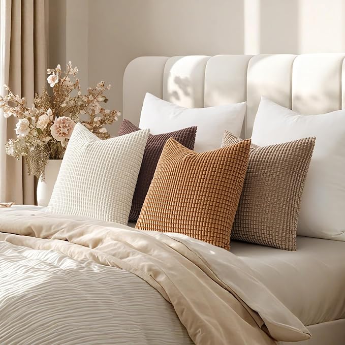 MIULEE Modern Farmhouse Decorative Lumbar Pillow Covers 20x20 Inch Set of 4 - Image 5