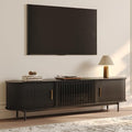 POVISON Fully-Assembled Mid Century Modern TV Stand, Sliding Tambour Door by POVISON