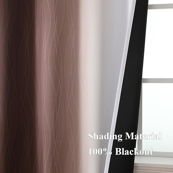 Estelar Textiler Brown and Greyish White Blackout Curtains 45 Inch Length - Image 5