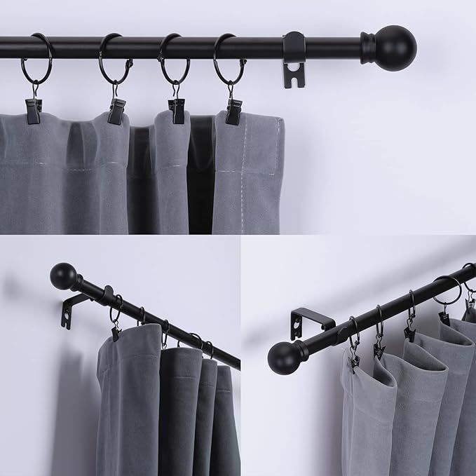 Thestoa Curtain Rods for Windows 48 to 84-92 inch, 5/8" Matte Black Curtain Rod - Image 2