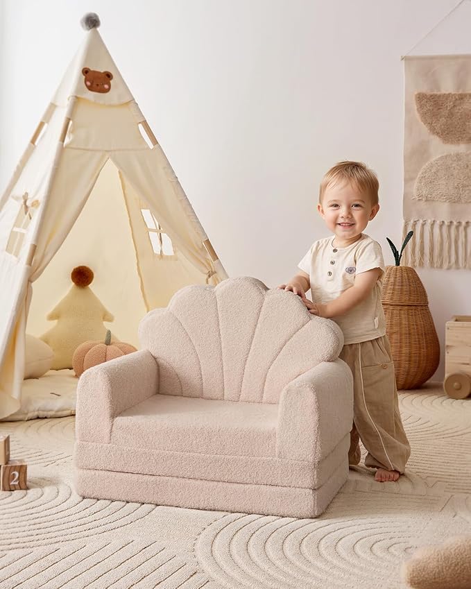 Blissful Diary Kids Couch, 2-in-1 Soft Toddler Couch Fold Out, Toddler Chair - Image 2