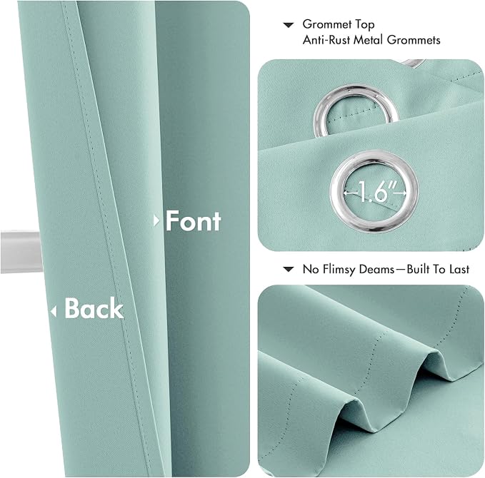 MIULEE Aqua Blackout Curtains for Bedroom Living Room 54 Inches Long 2 Panels - Image 4