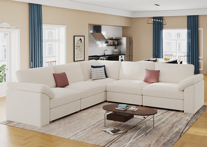 EASE MOOSE Sectional Modular Sofa, Oversized L Shape Sectional Wide Deep seat by EASEMOOSE