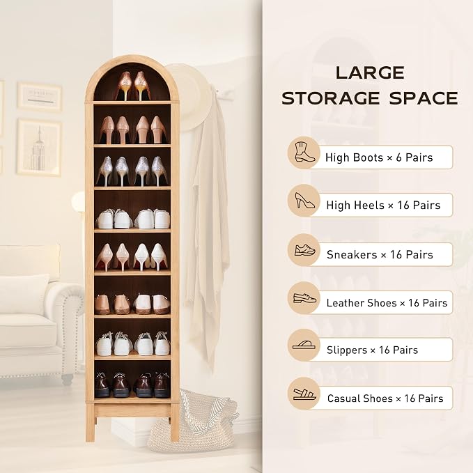 IFGET 71" Tall Arched Bookshelf, 8 Tiers Arch Bookcase - Image 4