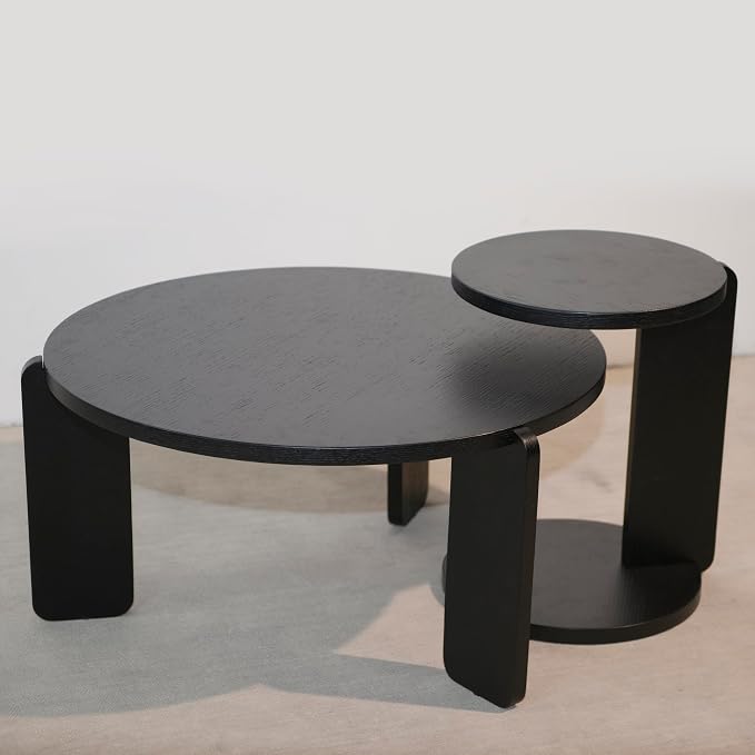 GDFStudio Round Nesting Coffee Table Set of 2, Modern Wooden Accent Side Table - Image 9