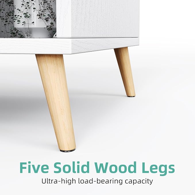 7-Cube Storage Organizer with Natural Wood Legs, Mid-Century Modern Bookcase - Image 8