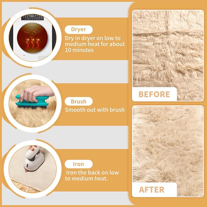 Ciicool Ultra Soft Faux Sheepskin Fur Rug Fluffy Rug - Image 6