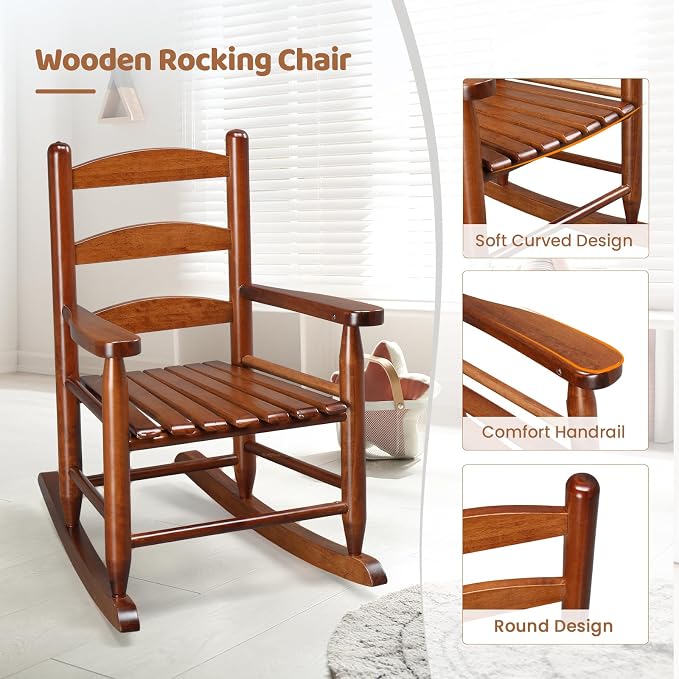 JOYMOR Outdoor Wooden Rocking Chair - Image 4