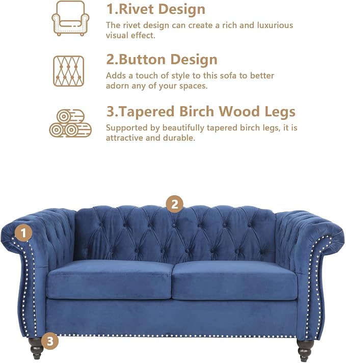 QHITTY 2 Piece Living Room Set, Sectional Chesterfield Sofa Chair Contemporary - Image 3