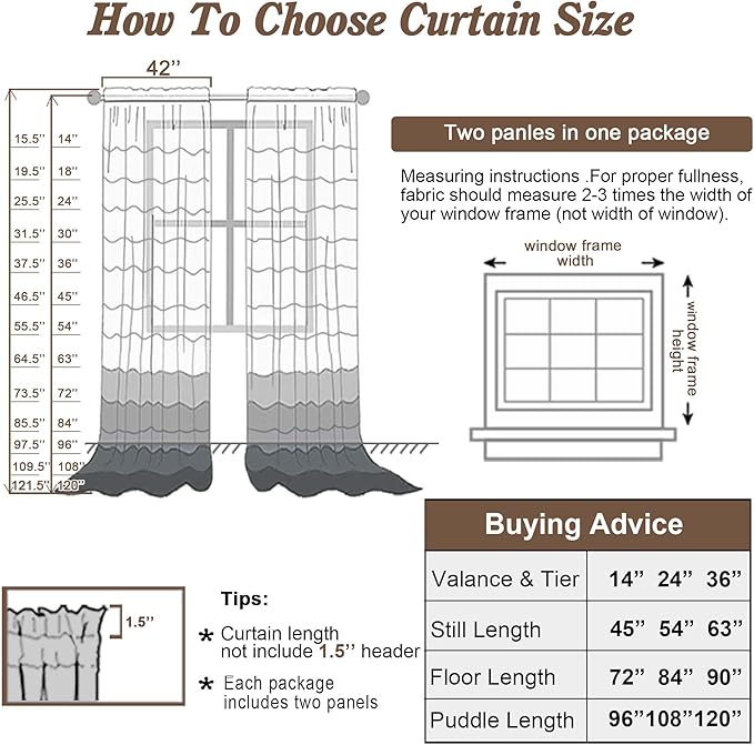 Chyhomenyc Semi Sheer Curtains 84 Inches Long 2 Panels Set, Light Filtering - Image 5