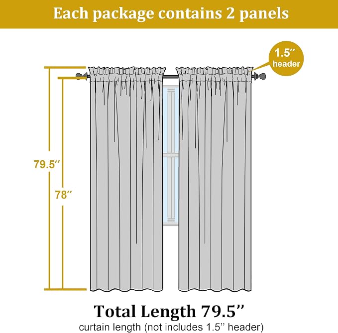 OWENIE Sheer Lemon Curtains for Bedroom Living Room 78 Inches Long 2 Panels Set - Image 2
