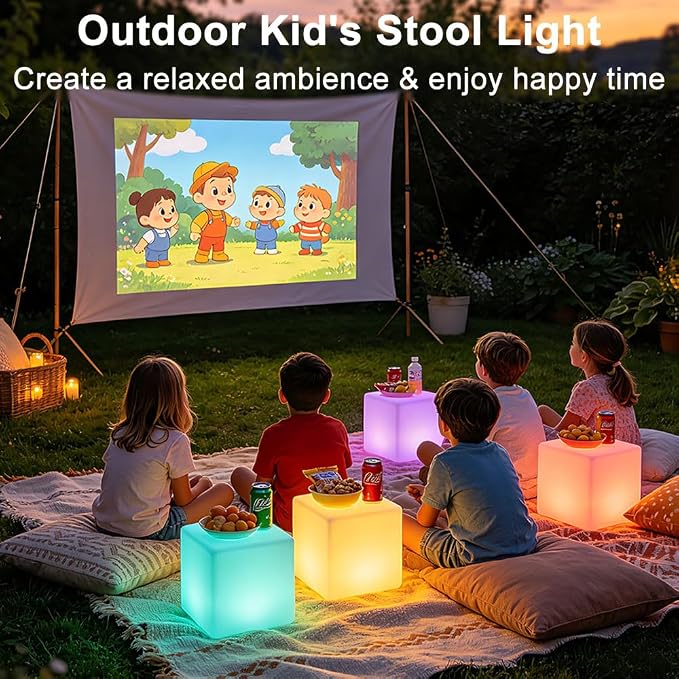 8-in LED Cube Night Light Mood Lamp, Cordless LED Light Cubes - Image 5