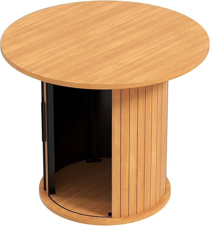 COSVALVE Round Wood Coffee Table 23.6IN - Image 9