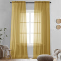 OVZME Gold Sheer Curtains 96 Inches Long 2 Panels by OVZME
