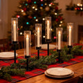 Black Hurricane Glass Candle Holders Set of 6, Tall Metal Taper Candle Stick by Batoslee