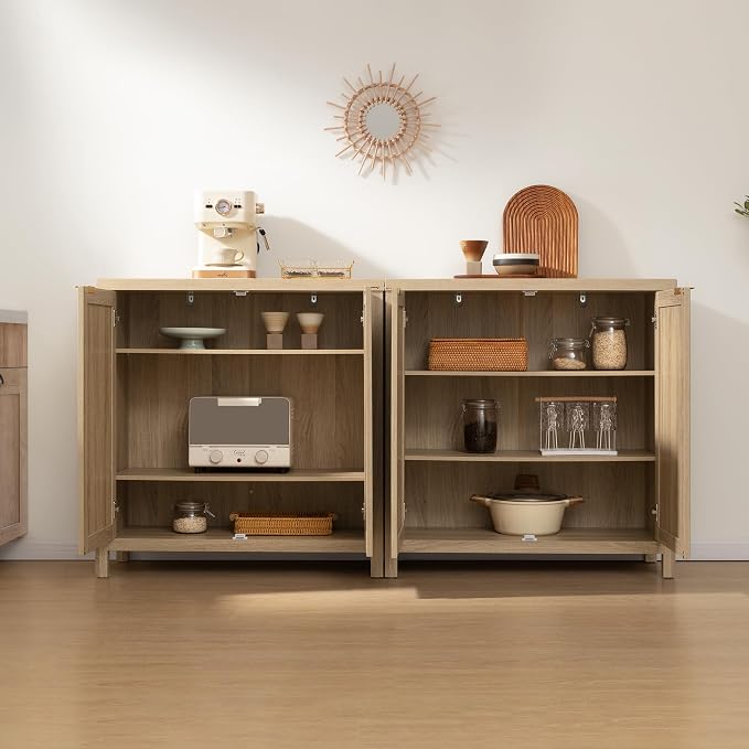 SICOTAS Rattan Cabinet Sideboard Buffet Storage Cabinet - Image 8