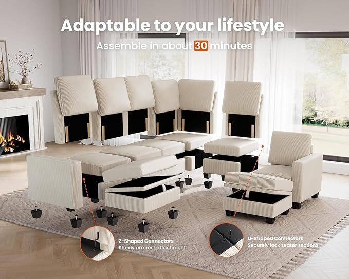 CHIC HOUSE Modular Sectional Sofa - Image 3