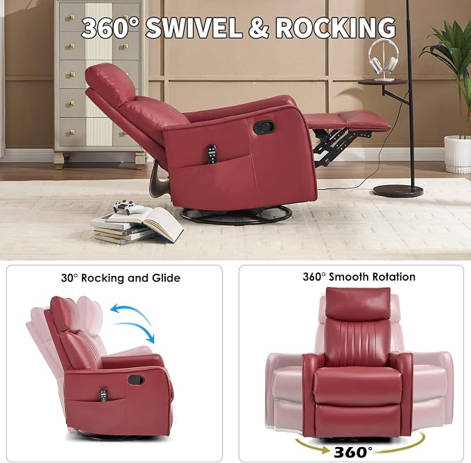 Trustyue Swivel Rocker Recliner Chair, 360° Swivel Recliner - Image 7