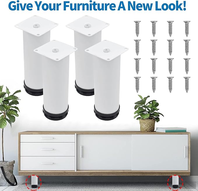 6 Inch Metal Furniture Legs Stainless Steel Adjustable Legs White Metal Legs - Image 3