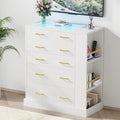 Drawer Dresser with LED Lights and Open Shelves, Modern Tall Chest of Drawers by DesignedforYourHome