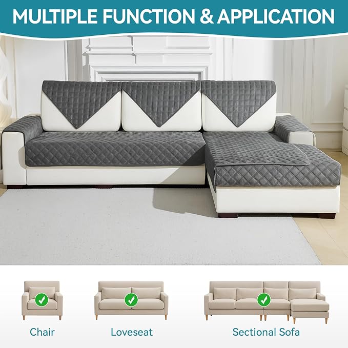 Deep Dream Velvet Couch Cover, Sectional Sofa Covers, Anti Slip Couch Covers - Image 4
