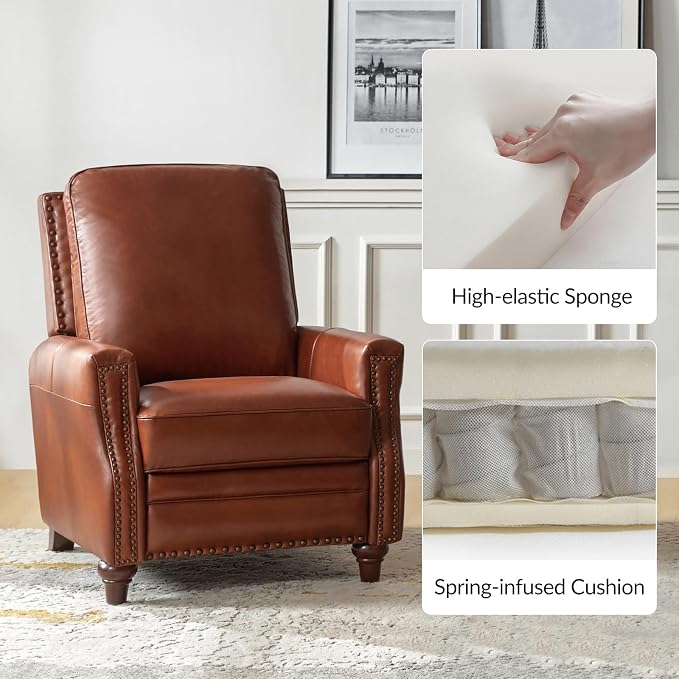 HULALA HOME Genuine Leather Manual Recliner Chair - Image 4