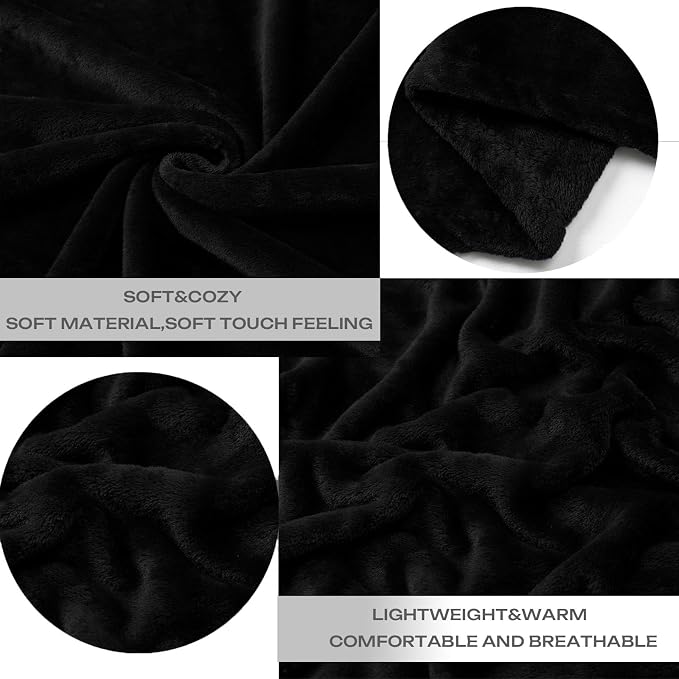 JIAHANNHA Fleece Blanket King Size Black 108 by 90 Inches Blankets - Image 4