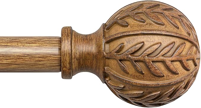 QDWIS Boho Wood Curtain Rods for Windows 72 to 144 inch, Rustic Decorative by Unknown