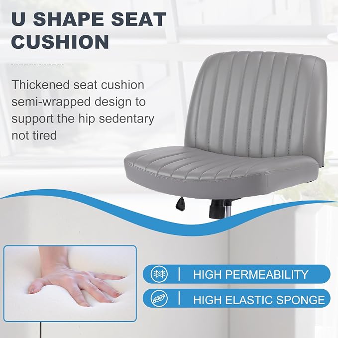 OLIXIS Criss Cross Legged Chairs Armless No Wheels Wide Seat Height Adjustable - Image 9